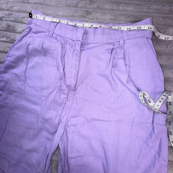 Abercrombie & Fitch Pants Women's‎ Medium Lilac Linen Blend Wide Leg High Waist - Picture 10 of 15